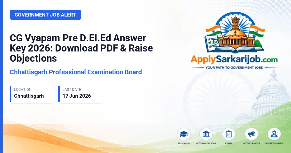 Chhattisgarh Professional Examination Board (CG Vyapam) - Pre D.El.Ed Entrance Exam Official Notification Poster & Schedule