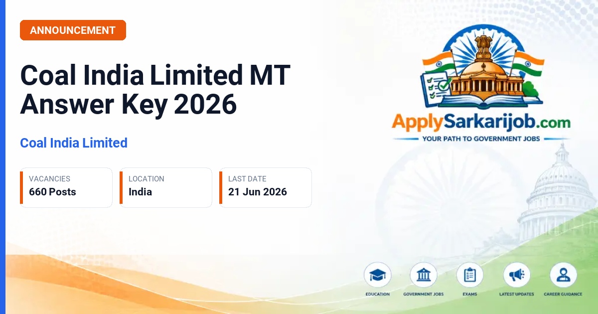 Coal India Limited - Management Trainee (MT) Official Notification Poster & Schedule