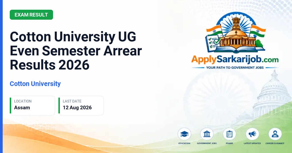 Cotton University - Cotton University UG Even Semester Arrear Results 2026 Official Notification Poster & Schedule