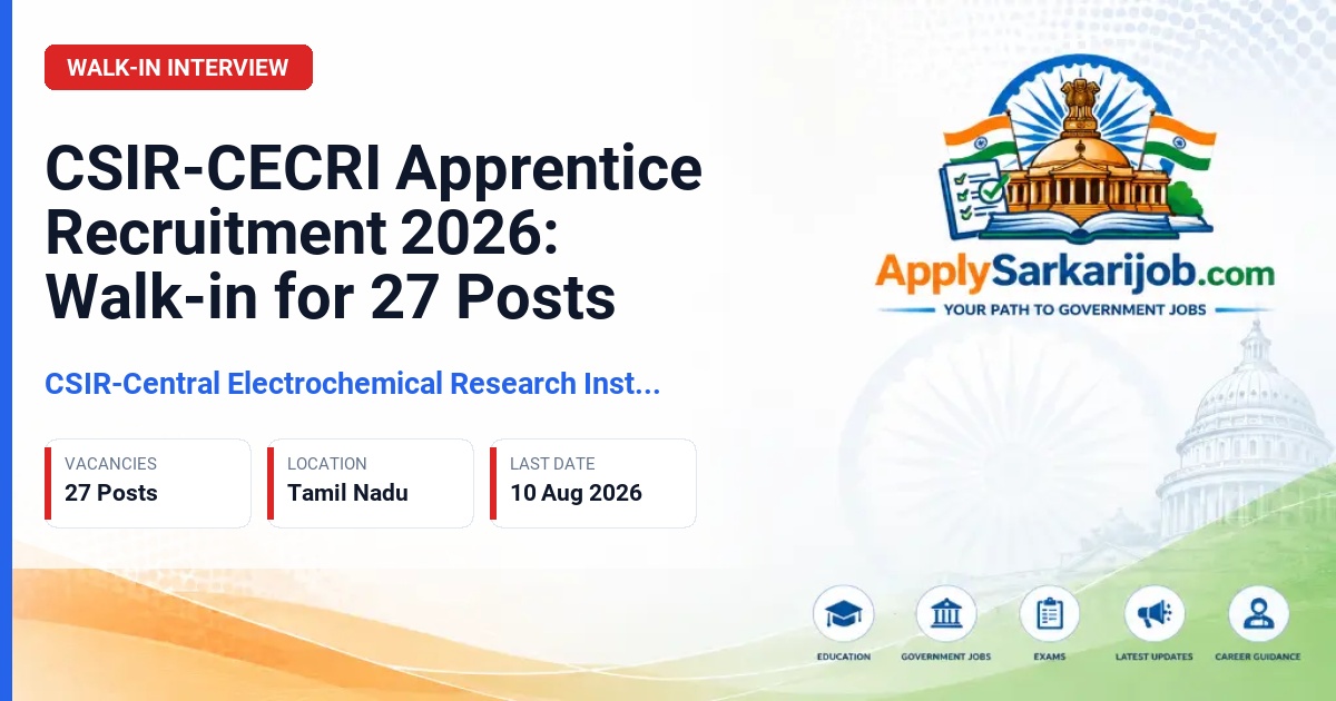 CSIR-Central Electrochemical Research Institute - Apprentice Trainee Official Notification Poster & Schedule
