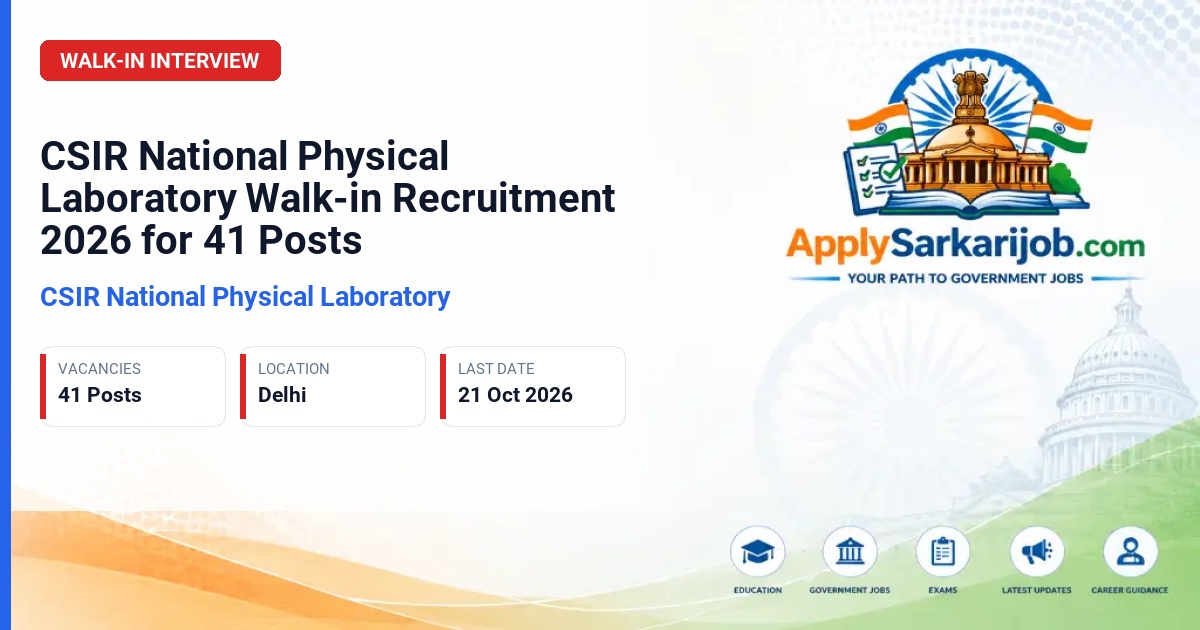 CSIR National Physical Laboratory - Various Posts Official Notification Poster & Schedule