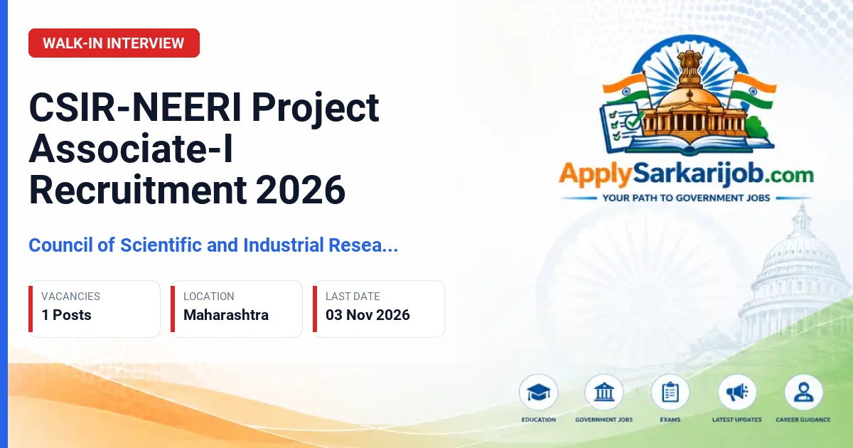 Council of Scientific and Industrial Research (CSIR) - Project Associate-I Official Notification Poster & Schedule