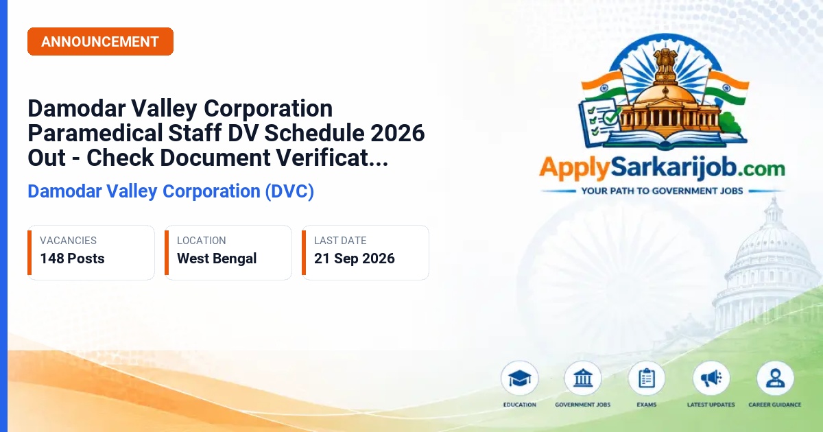Damodar Valley Corporation (DVC) - Paramedical Staff (Contractual Basis) Official Notification Poster & Schedule