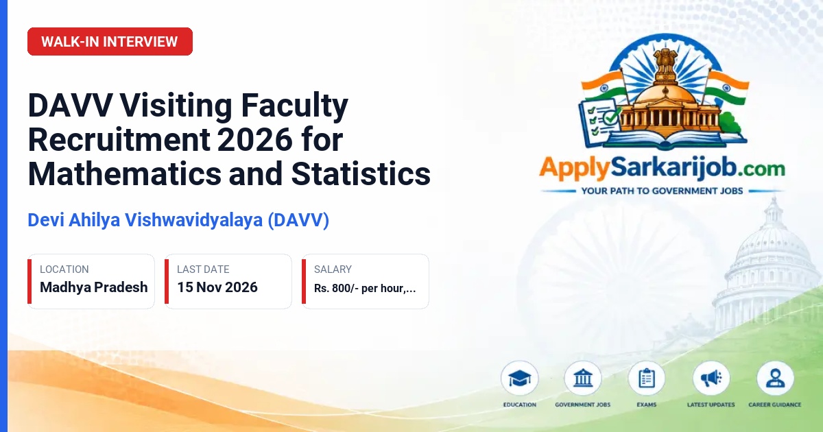 Devi Ahilya Vishwavidyalaya (DAVV) - Visiting Faculty Official Notification Poster & Schedule