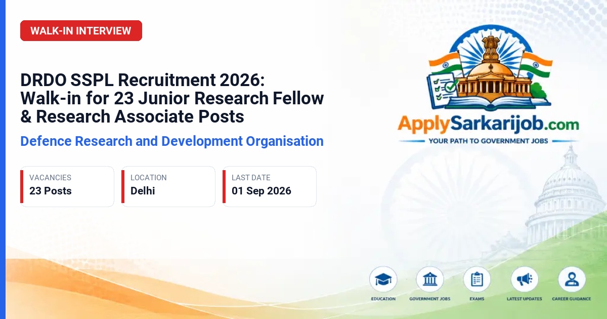 Defence Research and Development Organisation (DRDO) - Junior Research Fellow (JRF) and Research Associate (RA) Official Notification Poster & Schedule
