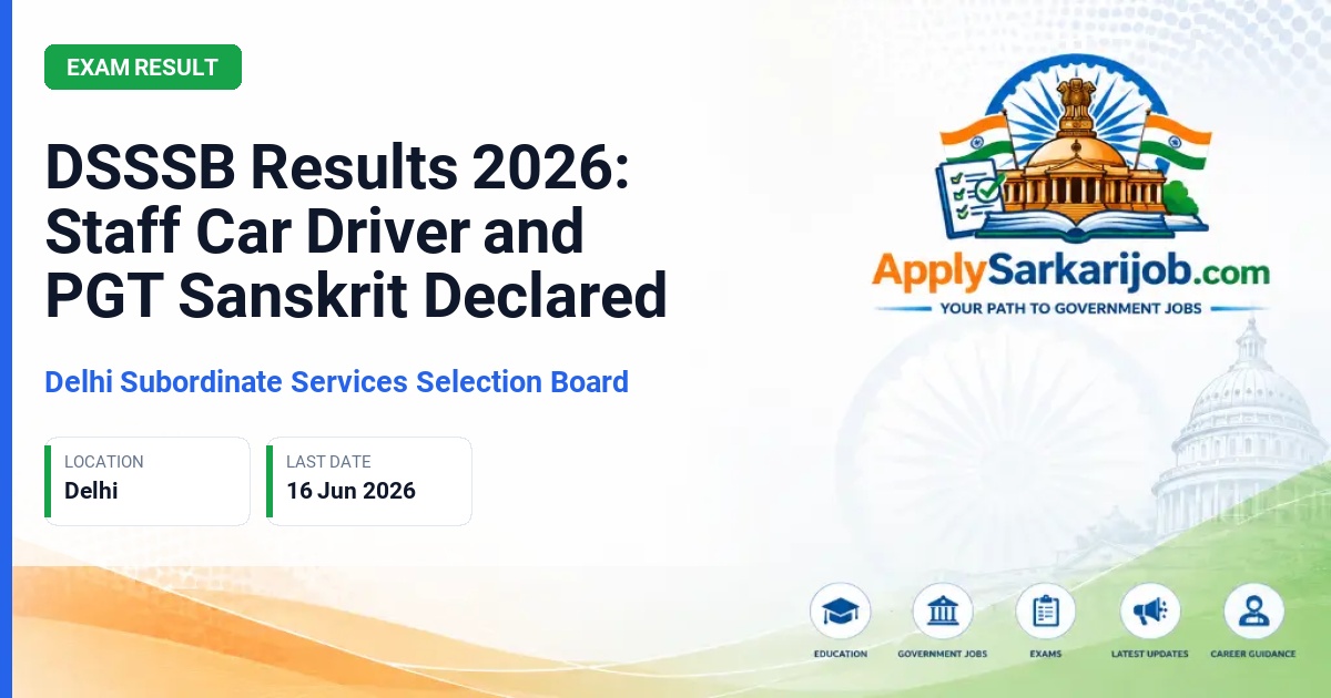 Delhi Subordinate Services Selection Board (DSSSB) - Staff Car Driver and PGT Sanskrit Official Notification Poster & Schedule