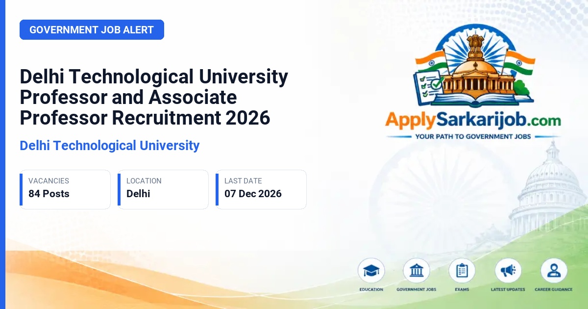 Delhi Technological University - Professor and Associate Professor Official Notification Poster & Schedule