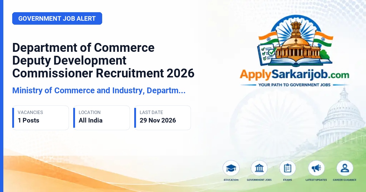 Ministry of Commerce and Industry, Department of Commerce, New Delhi, Across India - Deputy Development Commissioner Official Notification Poster & Schedule