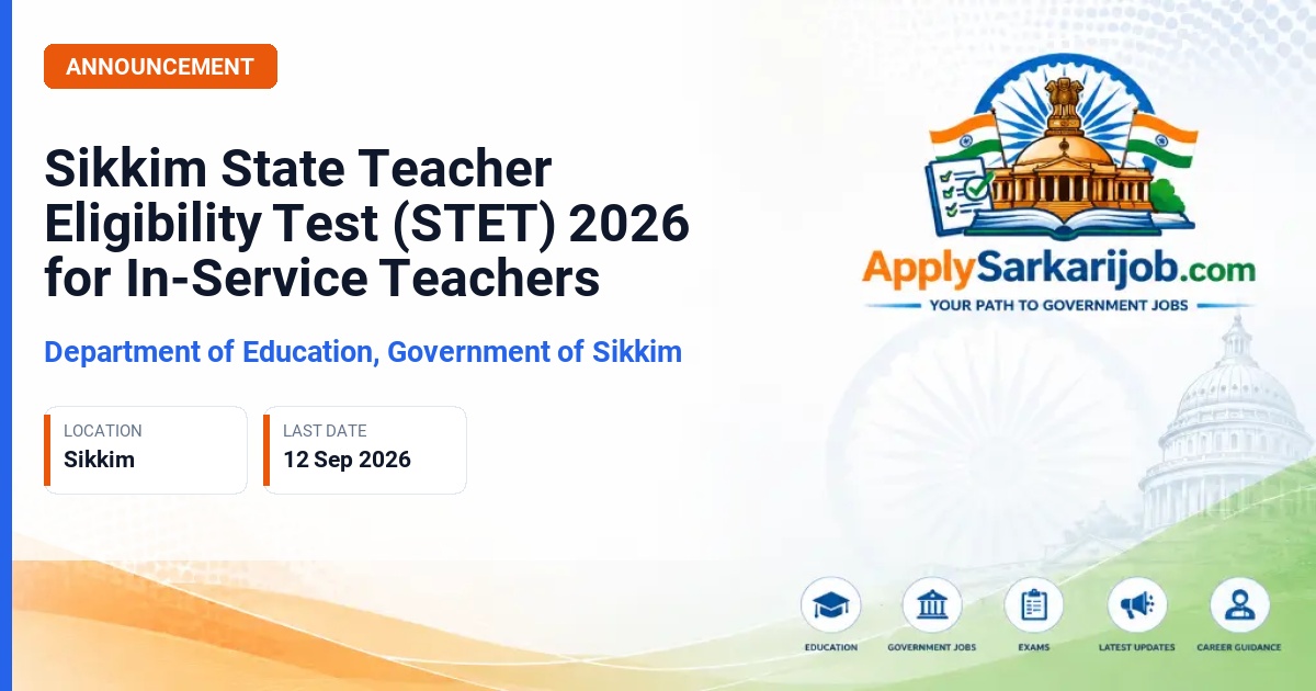 Department of Education, Government of Sikkim - In-Service Regular Teacher Official Notification Poster & Schedule