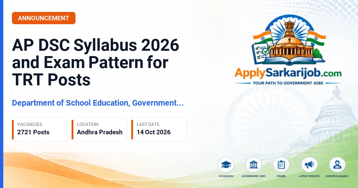 Department of School Education, Government of Andhra Pradesh - Teacher Recruitment Test (TRT) 2026 Official Notification Poster & Schedule