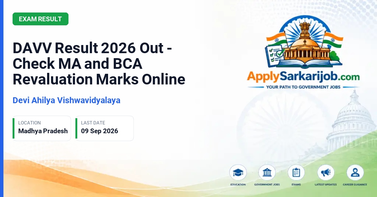 Devi Ahilya Vishwavidyalaya (DAVV) - M.A. & BCA Semester Exams Official Notification Poster & Schedule
