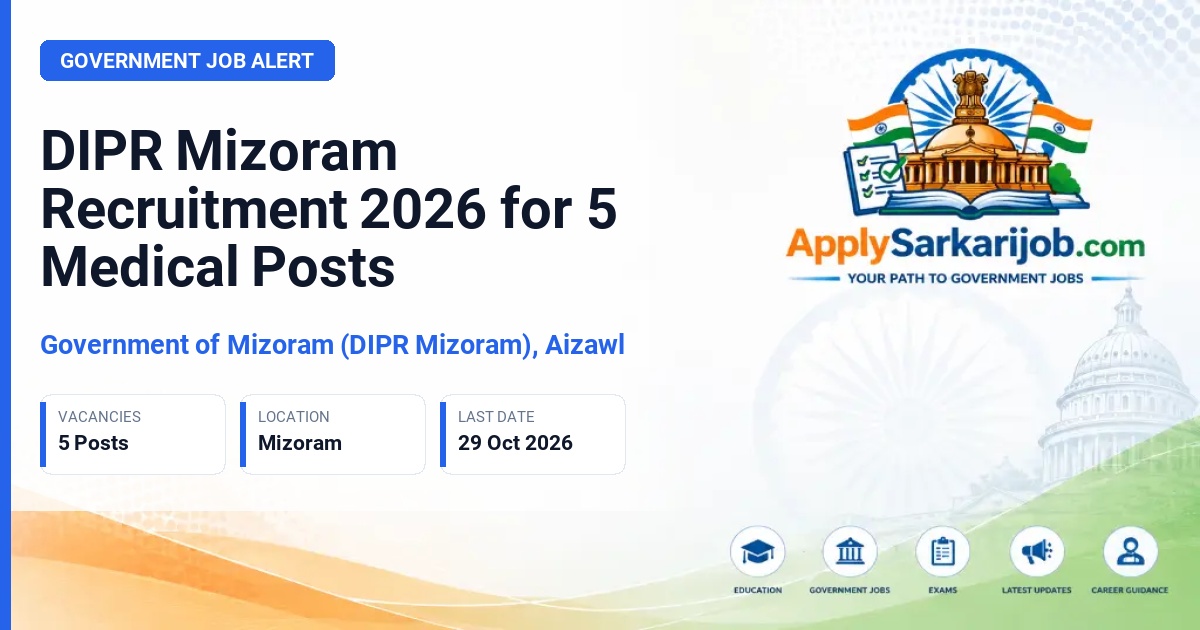 Government of Mizoram (DIPR Mizoram), Aizawl - Anaesthesiology (MD), General Surgery (MS), Obstetrics & Gynaecology (MS), Paediatrics (MD), General Medicine (MD) Official Notification Poster & Schedule