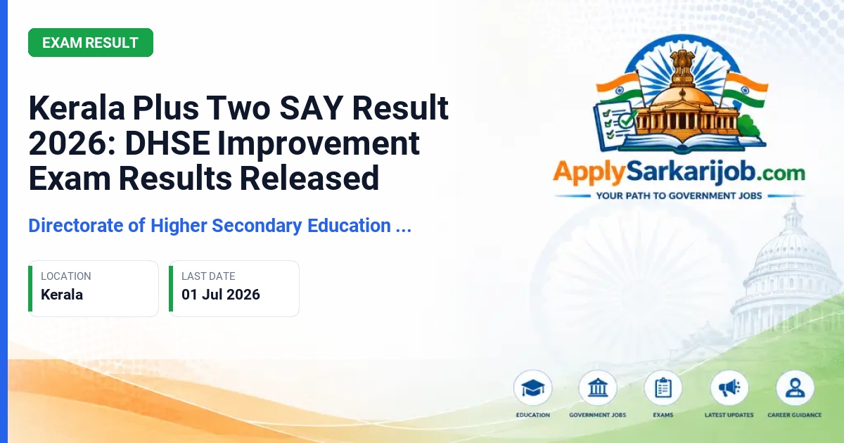 Directorate of Higher Secondary Education (DHSE), Kerala - Class 12 SAY / Improvement Exam Official Notification Poster & Schedule