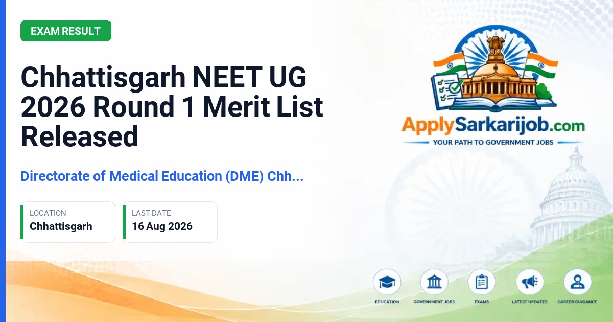 Directorate of Medical Education (DME) Chhattisgarh - MBBS/BDS Admission 2026 Official Notification Poster & Schedule