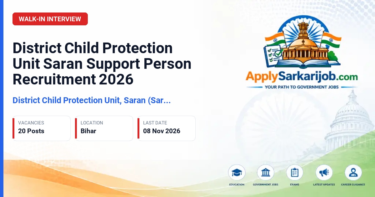District Child Protection Unit, Saran (Saran Collectorate, Chhapra) - Support Person Official Notification Poster & Schedule