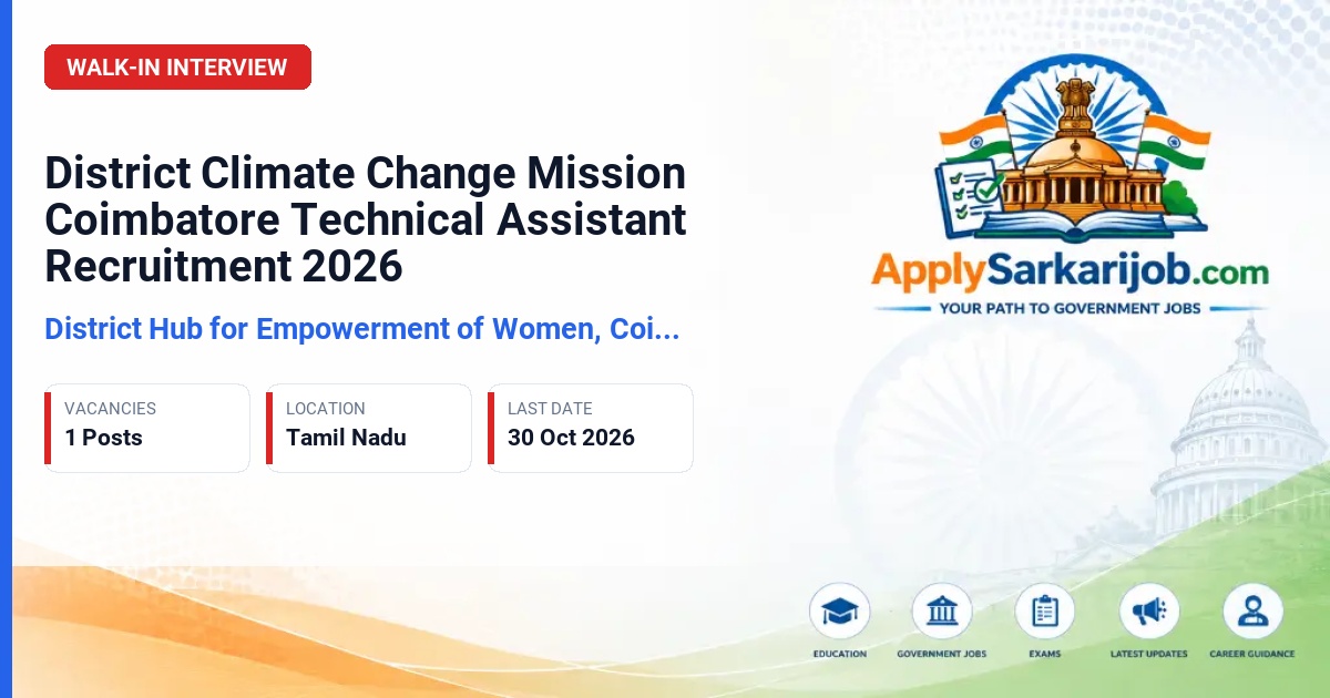 District Hub for Empowerment of Women, Coimbatore - Technical Assistant Official Notification Poster & Schedule