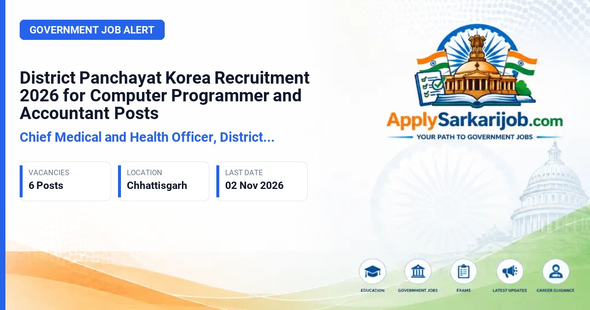 Chief Medical and Health Officer, District Korea - Computer Programmer and Accountant Official Notification Poster & Schedule