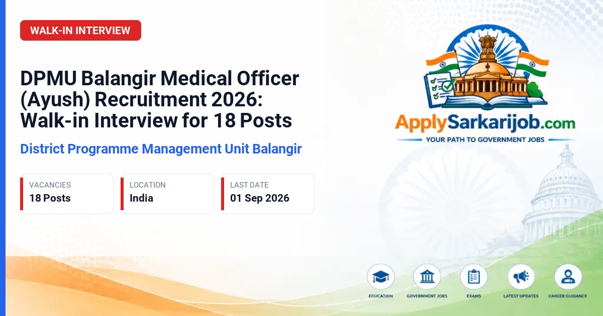 Chief District Medical & Public Health Officer, Balangir - Medical Officer (Ayush) Official Notification Poster & Schedule