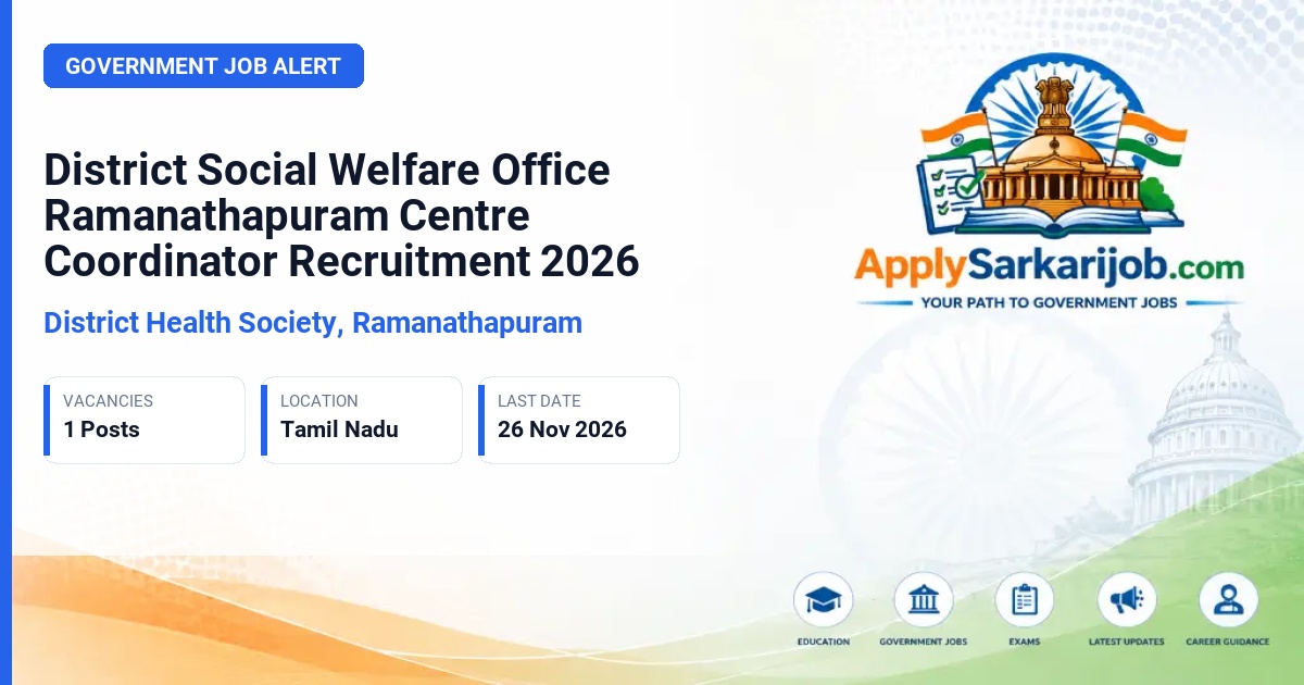 District Health Society, Ramanathapuram - Centre Coordinator Official Notification Poster & Schedule