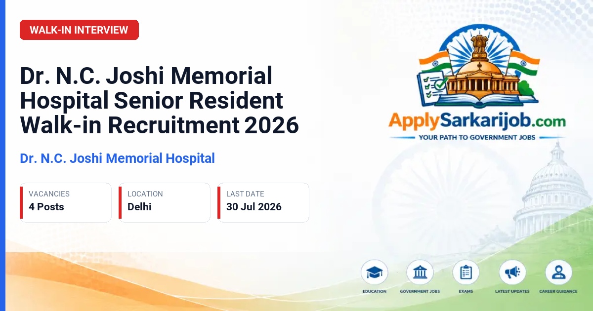 Guru Gobind Singh Government Hospital (GGSGH) - Senior Resident Official Notification Poster & Schedule