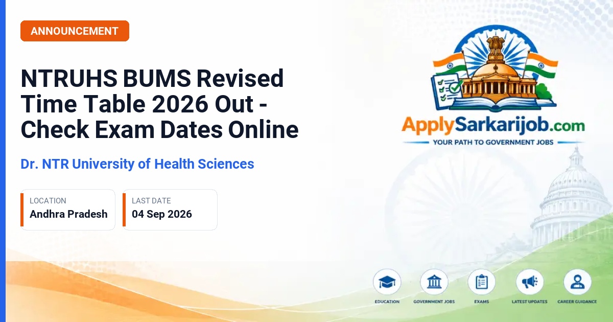 Dr. NTR University of Health Sciences (NTRUHS), Vijayawada - BUMS (Bachelor of Unani Medicine and Surgery) Examinations Official Notification Poster & Schedule