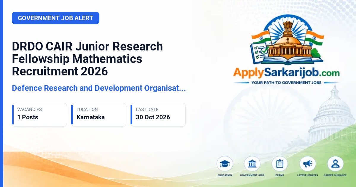 Defence Research and Development Organisation (DRDO) - Junior Research Fellowship (Mathematics) Official Notification Poster & Schedule