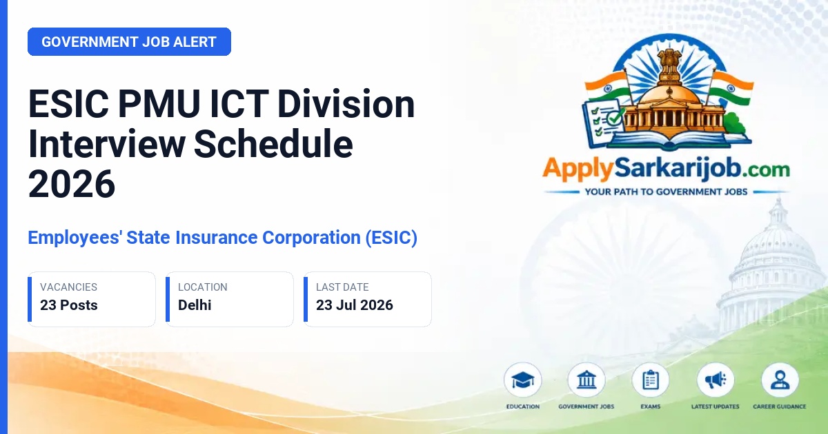 Employees' State Insurance Corporation (ESIC) - PMU Professionals (Technical Positions) Official Notification Poster & Schedule
