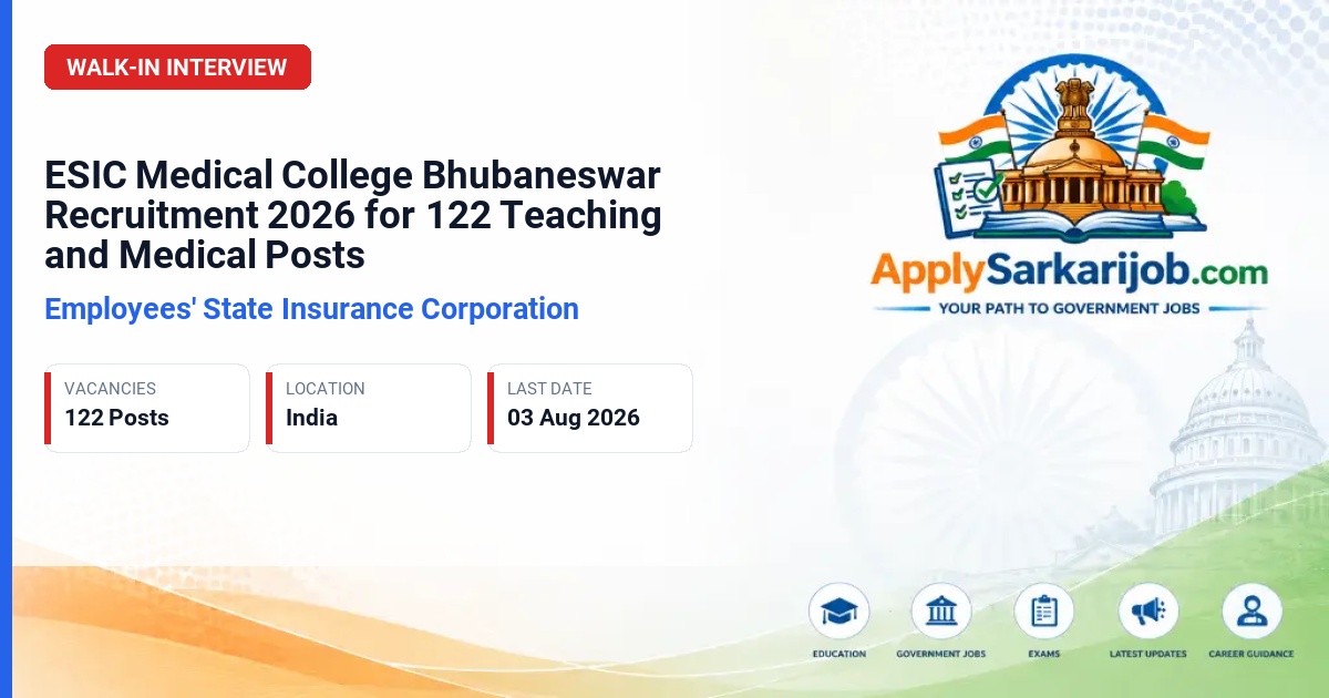 Employees' State Insurance Corporation (ESIC) - Teaching Faculty, Senior Resident, Medical Officer Official Notification Poster & Schedule
