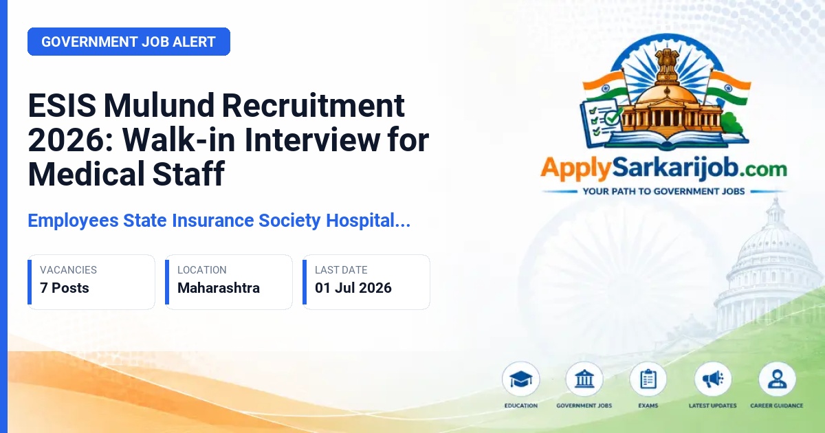 Employees' State Insurance Corporation (ESIC) - Senior Resident, Speciality Medical Officer, and Medical Officer Official Notification Poster & Schedule