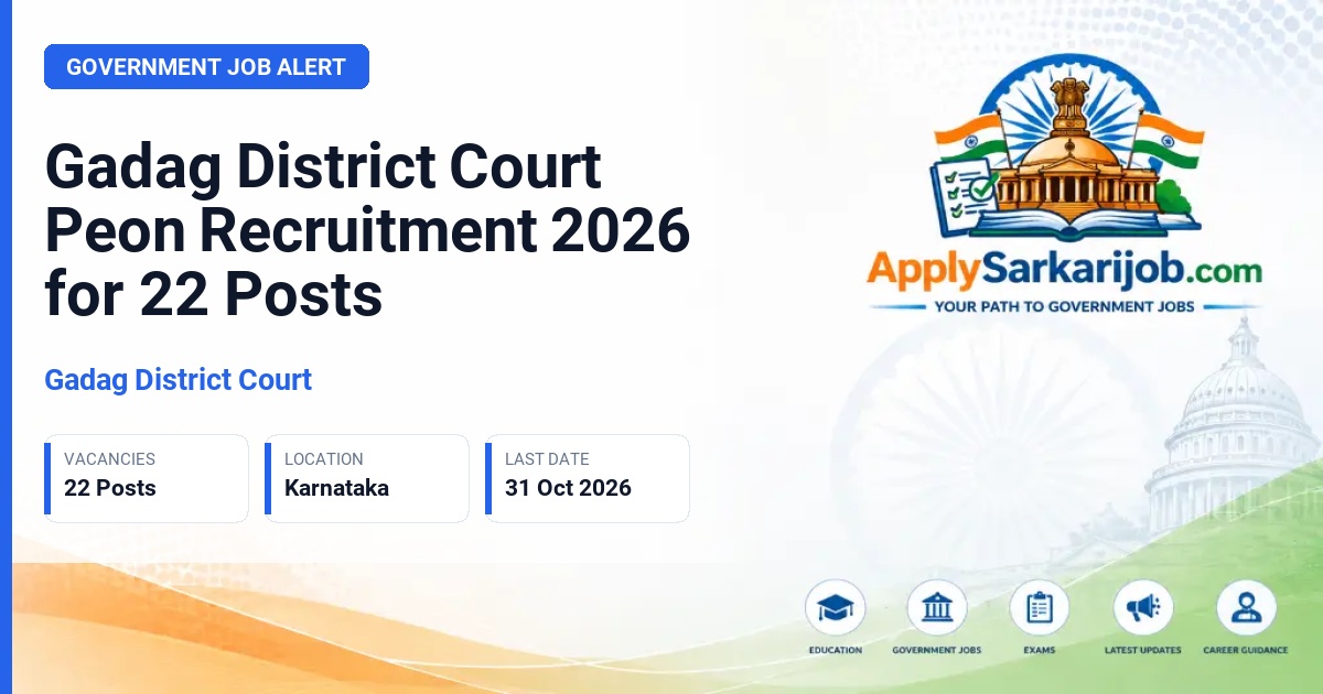 Gadag District Court - Peon Official Notification Poster & Schedule