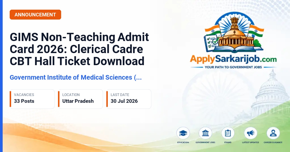 Government Institute of Medical Sciences (GIMS), Greater Noida - Record Keeper and Store Keeper Official Notification Poster & Schedule