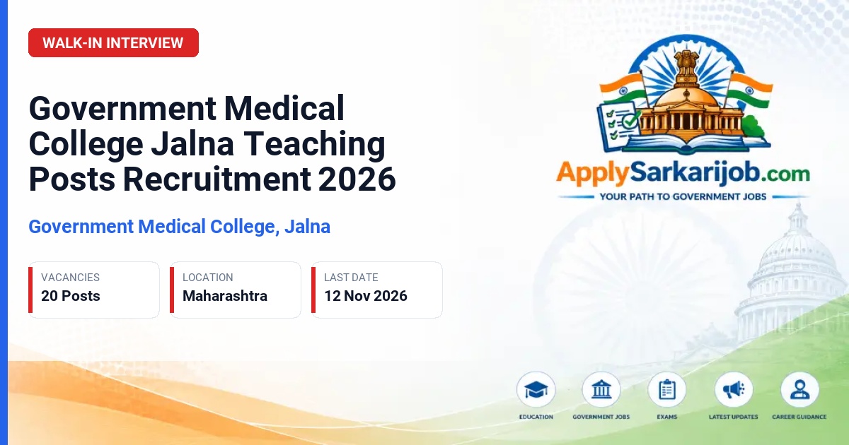 Government Medical College, Jalna - Professor, Associate Professor, Assistant Professor Official Notification Poster & Schedule