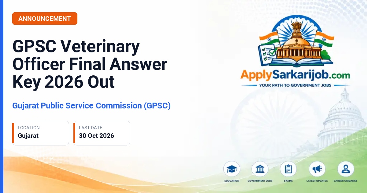 Gujarat Public Service Commission (GPSC) - Veterinary Officer, Class-2 Official Notification Poster & Schedule