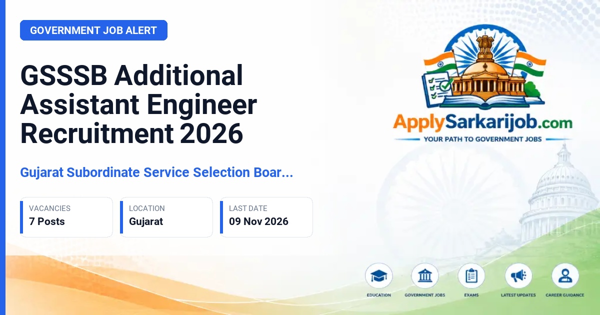 Gujarat Subordinate Service Selection Board (GSSSB) - Additional Assistant Engineer (Mechanical), Class-3 Official Notification Poster & Schedule