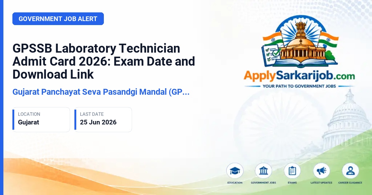 Gujarat Subordinate Service Selection Board (GSSSB) - Laboratory Technician Official Notification Poster & Schedule