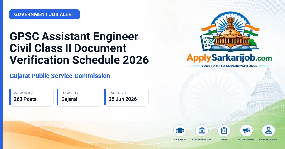 Gujarat Public Service Commission (GPSC) - Assistant Engineer (Civil), Class-II Official Notification Poster & Schedule