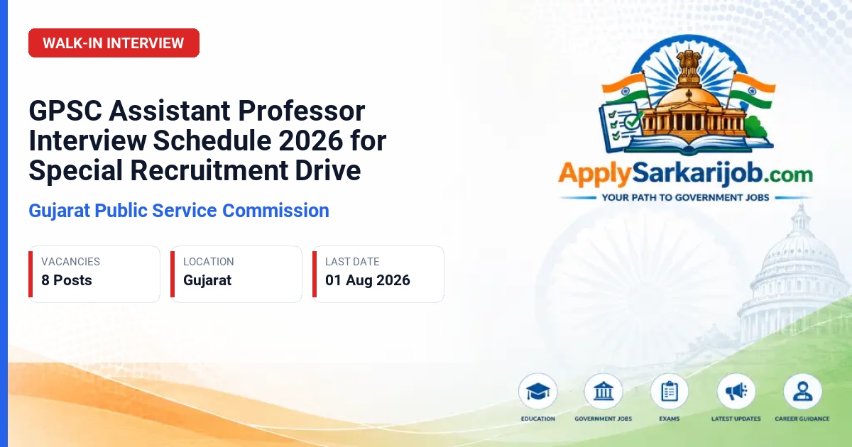 Gujarat Public Service Commission (GPSC) - Assistant Professor Official Notification Poster & Schedule