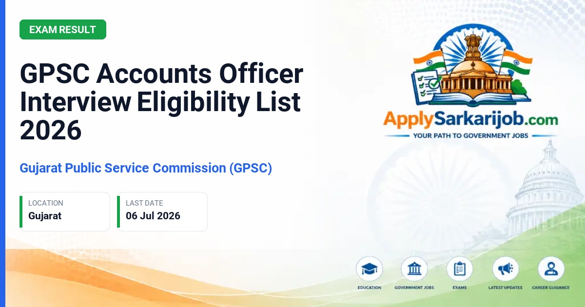 Gujarat Public Service Commission (GPSC) - Accounts Officer, Class-I and Class-II Official Notification Poster & Schedule