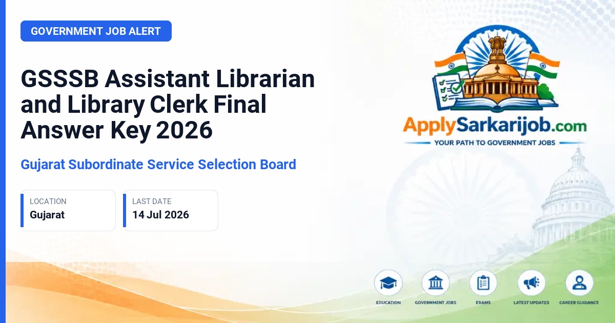 Gujarat Subordinate Service Selection Board (GSSSB) - Assistant Librarian and Library Clerk Official Notification Poster & Schedule