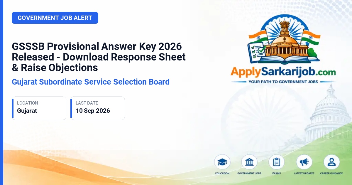 Gujarat Subordinate Service Selection Board (GSSSB) - Various Technical Cadre Posts Official Notification Poster & Schedule