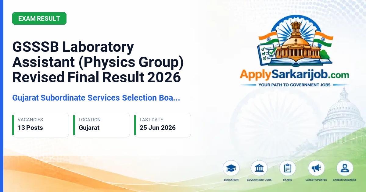 Gujarat Subordinate Service Selection Board (GSSSB) - Laboratory Assistant (Physics Group) Official Notification Poster & Schedule
