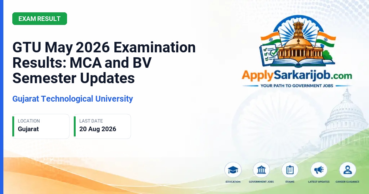 Gujarat Technological University - GTU May 2026 Examination Results: MCA and BV Semester Updates Official Notification Poster & Schedule