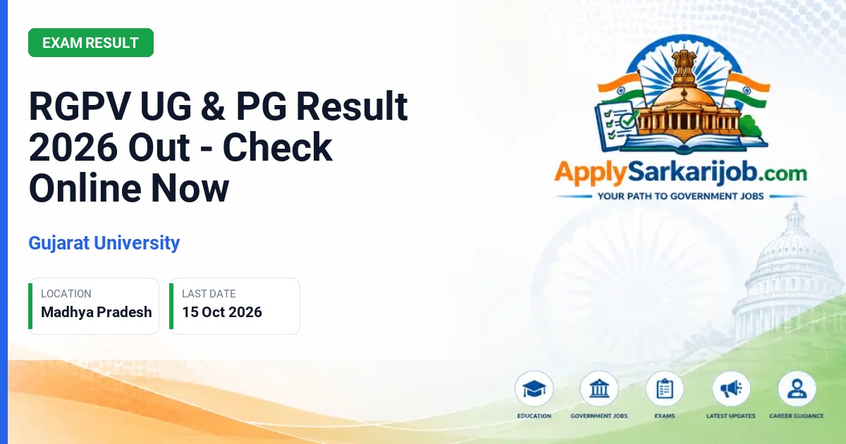 Gujarat University - UG & PG Result Official Notification Poster & Schedule