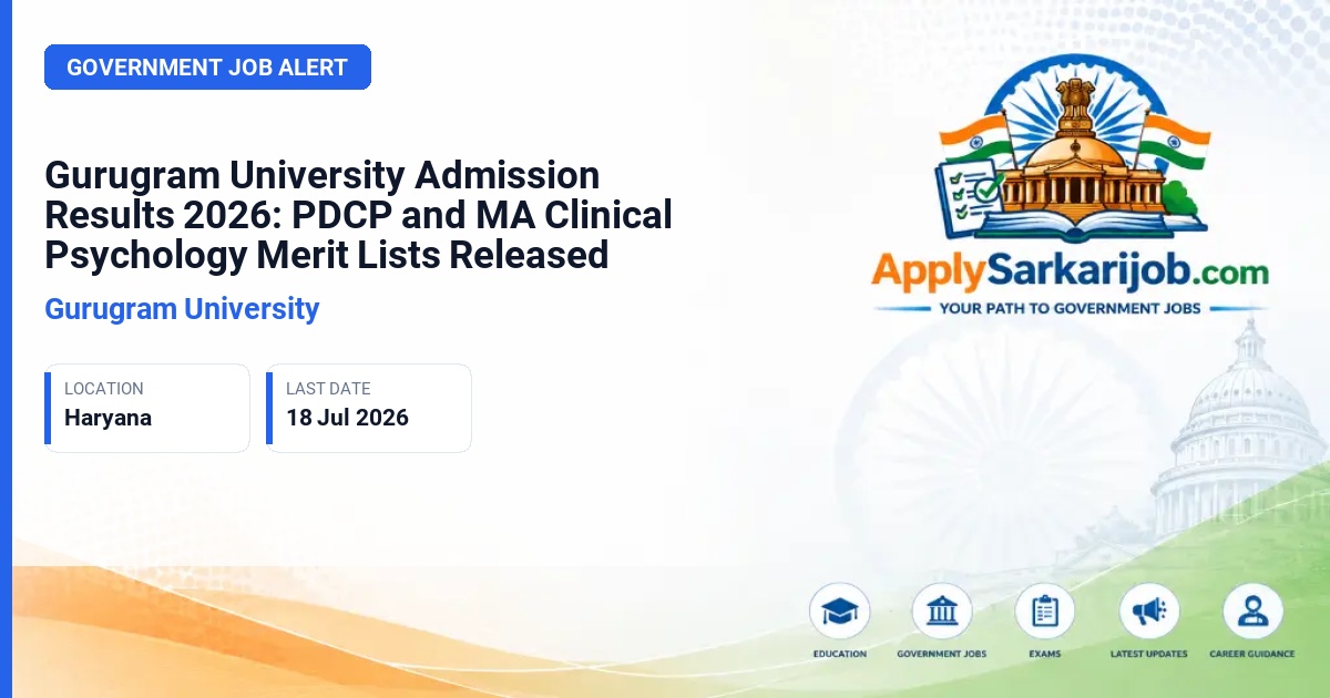 Gurugram University - PDCP and M.A. Clinical Psychology Official Notification Poster & Schedule