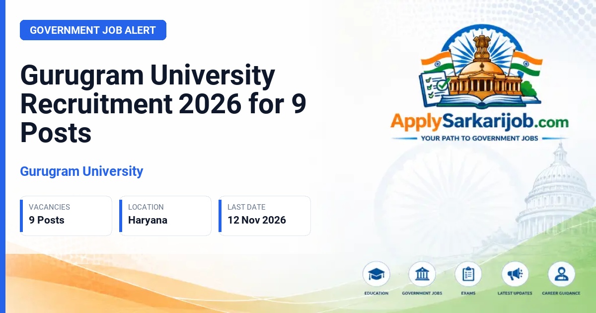 Gurugram University - Assistant Registrar, Clerk-cum-DEO Official Notification Poster & Schedule