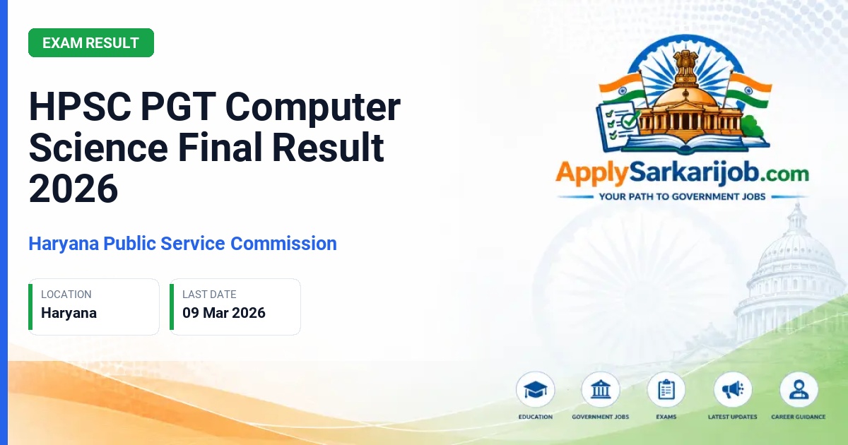 Haryana Public Service Commission (HPSC) - Post Graduate Teacher (PGT) - Computer Science Official Notification Poster & Schedule