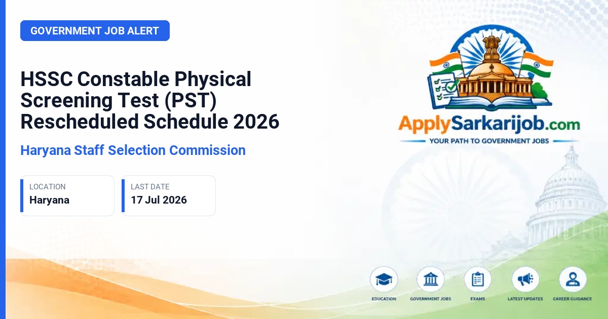 Haryana Staff Selection Commission (HSSC) - Male Constable (General Duty) and Male Constable (Government Railway Police) Official Notification Poster & Schedule