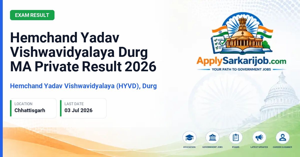 Hemchand Yadav Vishwavidyalaya - Master of Arts (Private) Examination Official Notification Poster & Schedule