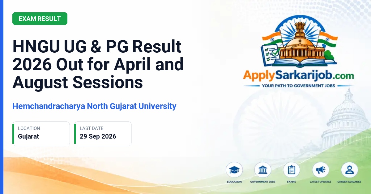 Hemchandracharya North Gujarat University - UG & PG Result Official Notification Poster & Schedule