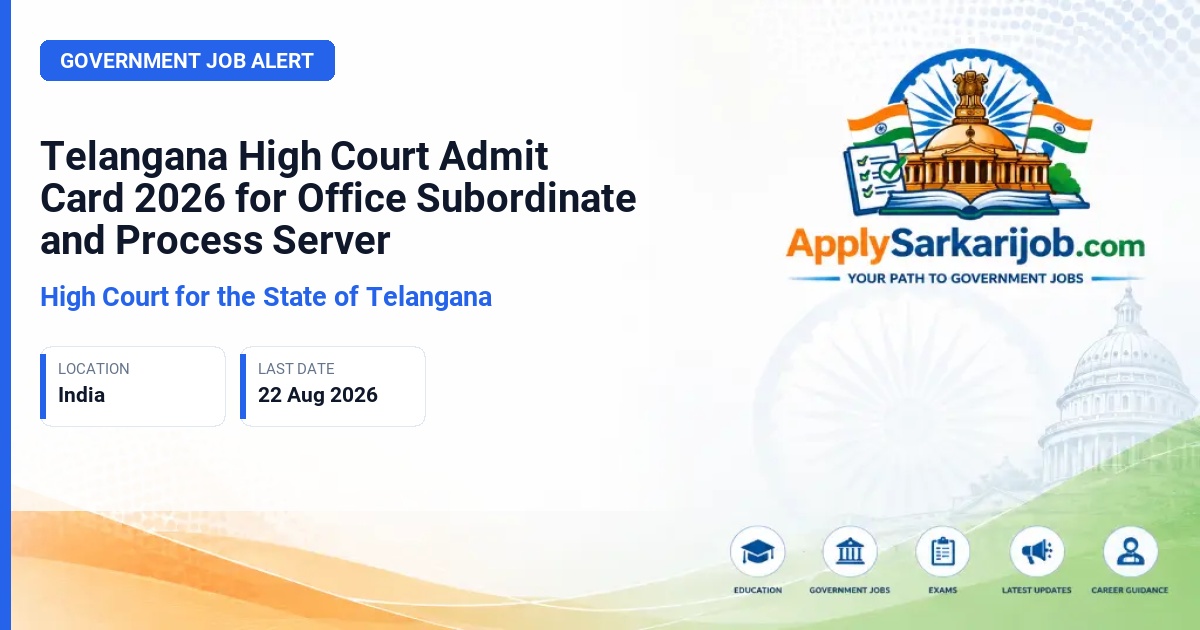 Telangana District Court - Office Subordinate and Process Server Official Notification Poster & Schedule